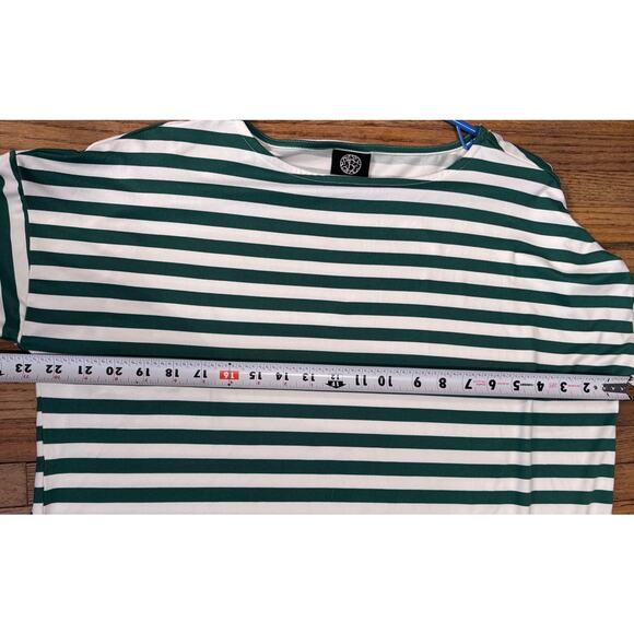 Christmas Green -Striped Long Sleeve Shirt by Bobeau-Women's L - Picture 7 of 7